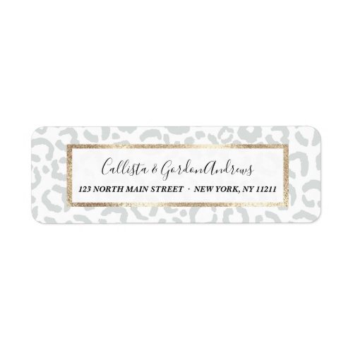 Elegant White Gray Leopard Cheetah Animal Print Label