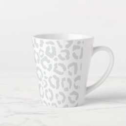Elegant White Gray Leopard Cheetah Animal Print Latte Mug