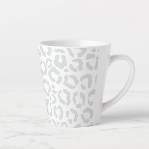 Elegant White Gray Leopard Cheetah Animal Print Latte Mug