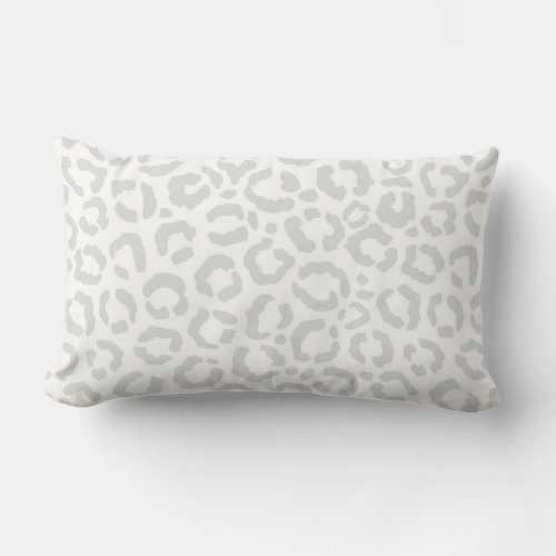 Elegant White Gray Leopard Cheetah Animal Print Lumbar Pillow