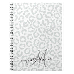 Elegant White Gray Leopard Cheetah Animal Print Notebook