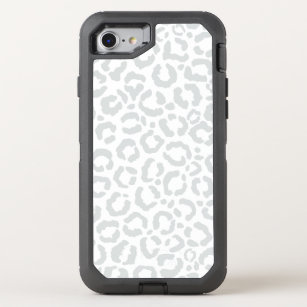 Elegant White Gray Leopard Cheetah Animal Print OtterBox Defender iPhone SE/8/7 Case