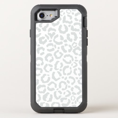 Elegant White Gray Leopard Cheetah Animal Print OtterBox Defender iPhone SE87 Case