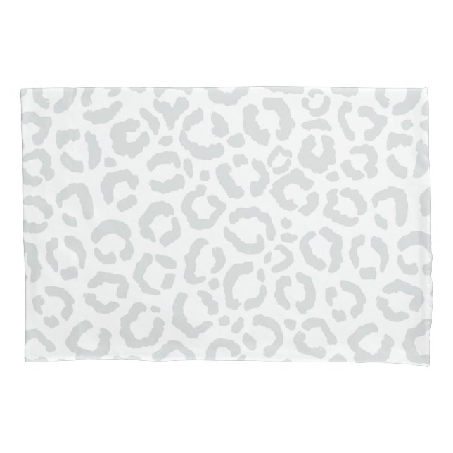 Elegant White Gray Leopard Cheetah Animal Print Pillow Case (Front)