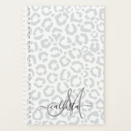 Elegant White Gray Leopard Cheetah Animal Print Planner