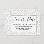 Elegant White Gray Leopard Cheetah Animal Print Save The Date (Front/Back)