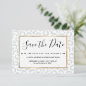 Elegant White Gray Leopard Cheetah Animal Print Save The Date (Standing Front)