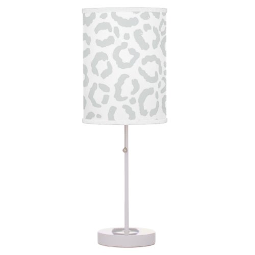 Elegant White Gray Leopard Cheetah Animal Print Table Lamp