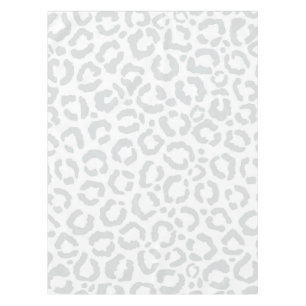 Elegant White Gray Leopard Cheetah Animal Print Tablecloth