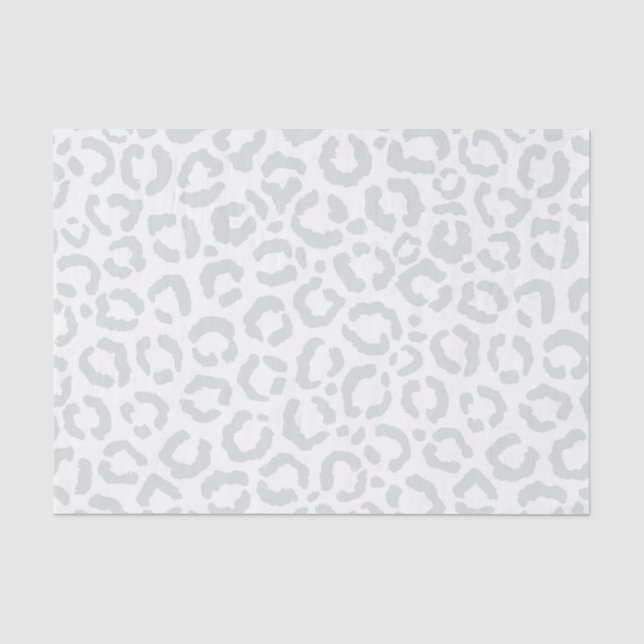 Elegant White Gray Leopard Cheetah Animal Print Tissue Paper (Front)