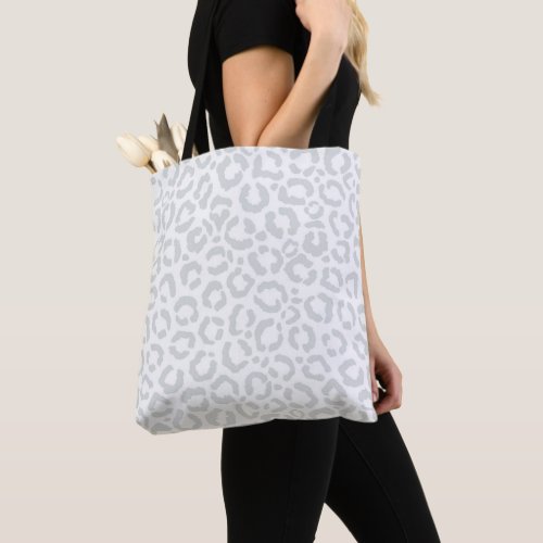 Elegant White Gray Leopard Cheetah Animal Print Tote Bag