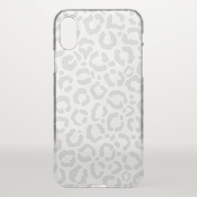 Elegant White Gray Leopard Cheetah Animal Print Uncommon iPhone Case (Back)