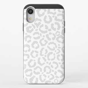 Elegant White Gray Leopard Cheetah Animal Print iPhone XR Slider Case