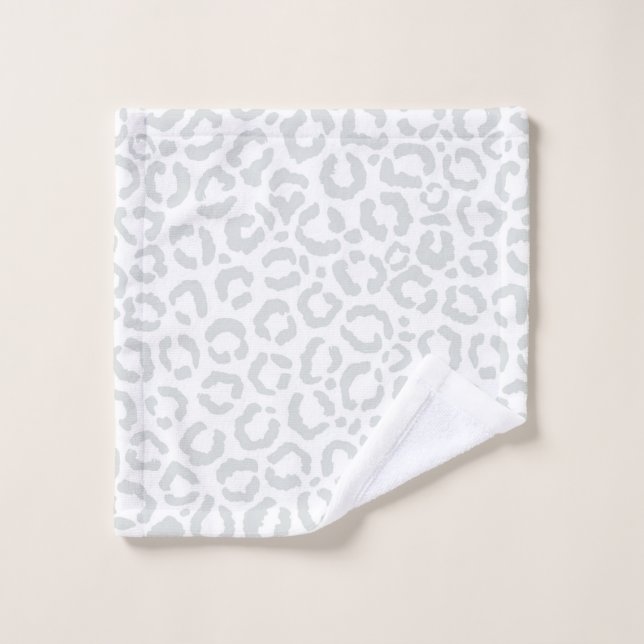Elegant White Gray Leopard Cheetah Animal Print Wash Cloth (Wash Cloth)