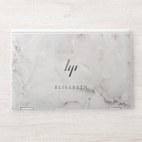 Elegant white gray marble personalized HP laptop skin