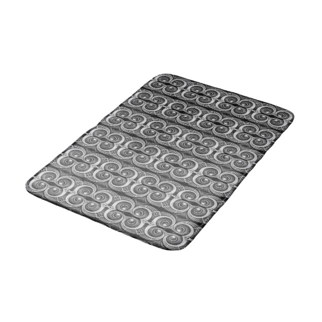 Elegant white gray mirrored spirals M-size pattern Bath Mat (Angled)