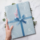 Elegant White Gray Monogram Wedding Wrapping Paper<br><div class="desc">Introducing our Elegant Modern Script Photo Monogram Wedding Suite in soft blue-gray and white. Each piece is thoughtfully designed to create a cohesive elegant look and feel. This collection includes all the wedding essentials such as Save-the-Date postcards, invitations, RSVP cards, gift wrap or favor boxes and each element of your...</div>