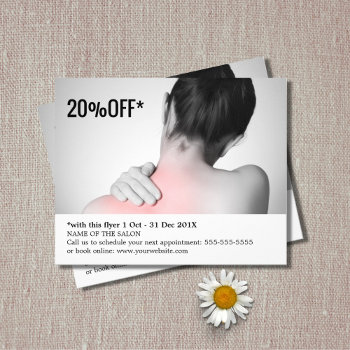 Elegant White Gray Photo Massage Therapist Flyer by pro_business_card at Zazzle