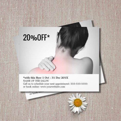 Elegant White Gray Photo Massage Therapist Flyer