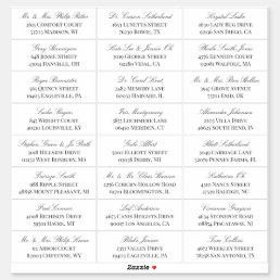 Elegant White Gray Script 24 Wedding Guest Address Sticker