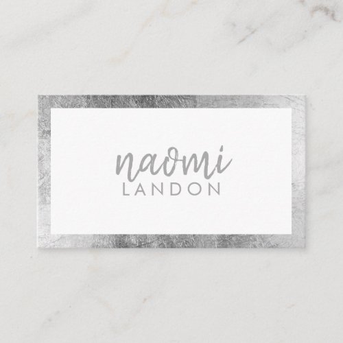 Elegant white gray silver modern square minimalist business card