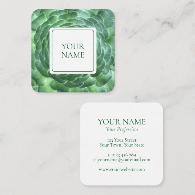 Elegant White & Green Botanics Business Card (Front/Back)