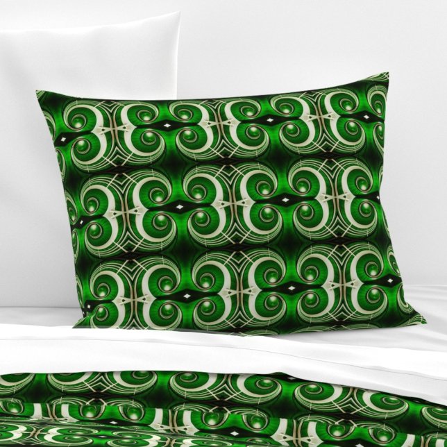Elegant white green mirrored spiral M-size pattern Pillow Case (Creator Uploaded)