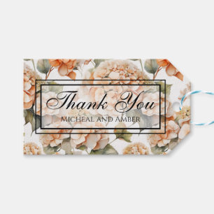 Elegant white green orange boho watercolor floral gift tags
