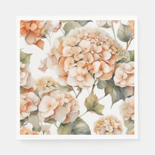 Elegant white green orange boho watercolor floral napkins