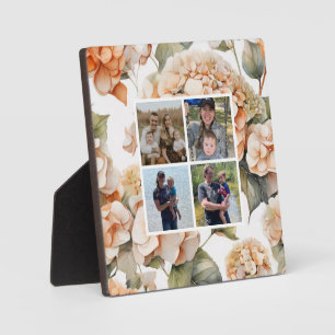 Elegant white green orange boho watercolor floral  plaque