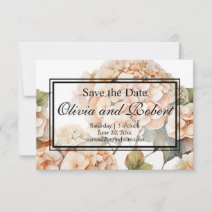 Elegant white green orange boho watercolor floral save the date