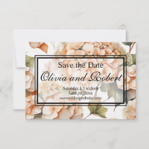 Elegant white green orange boho watercolor floral save the date