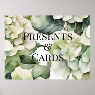 Elegant white green watercolor floral wedding poster