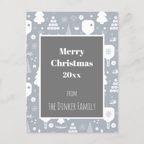 Elegant white  grey Merry Christmas Postcard