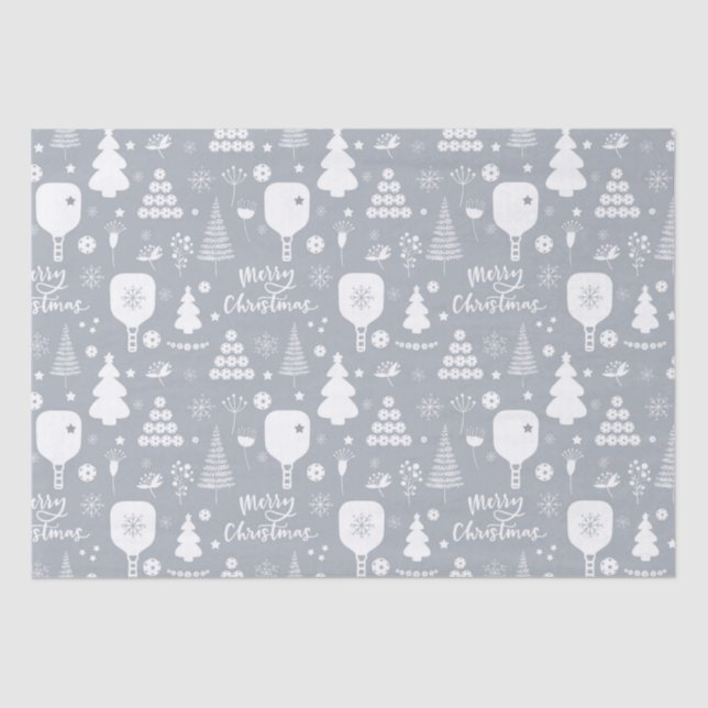 Elegant white & grey Merry Christmas  Tissue Paper (Front)