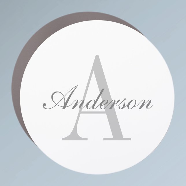 Elegant White & Grey Monogram Car Magnet (Creator Uploaded)