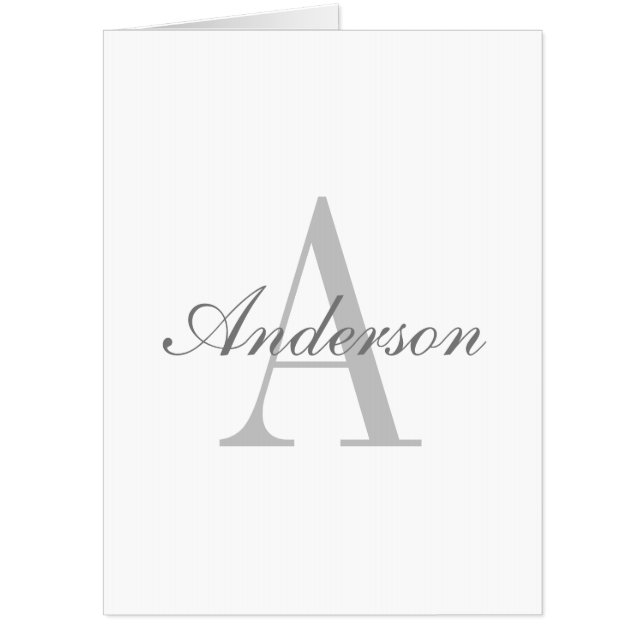 Elegant White & Grey Monogram Card (Front)