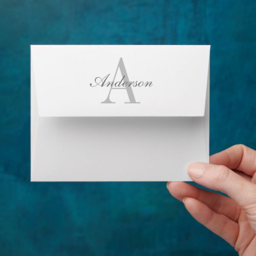 Elegant White  Grey Monogram Envelope