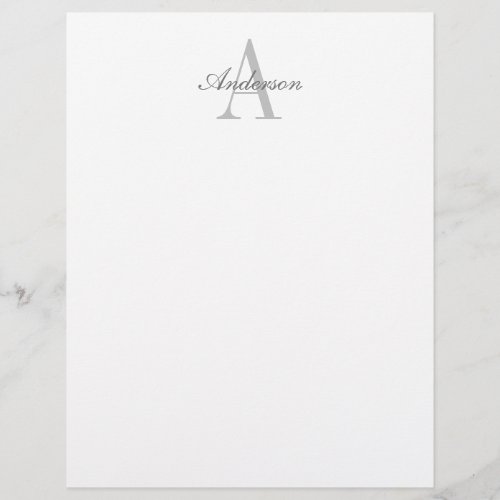 Elegant White  Grey Monogram Letterhead