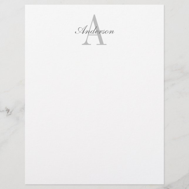 Elegant White & Grey Monogram Letterhead (Front)