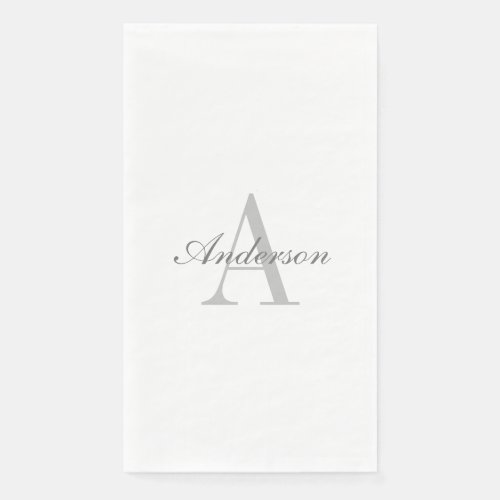Elegant White  Grey Monogram Paper Guest Towels