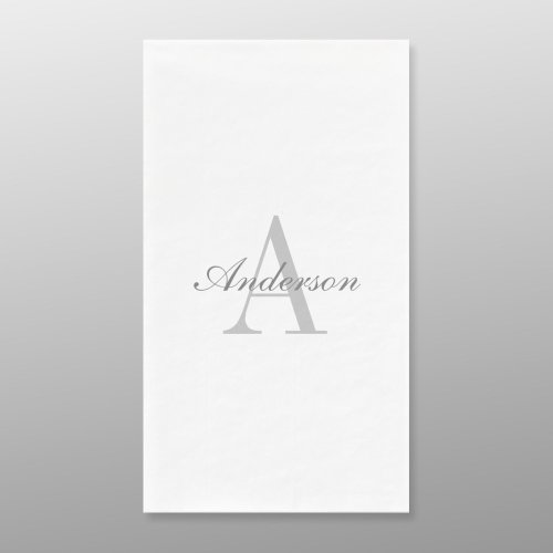 Elegant White  Grey Monogram Paper Guest Towels