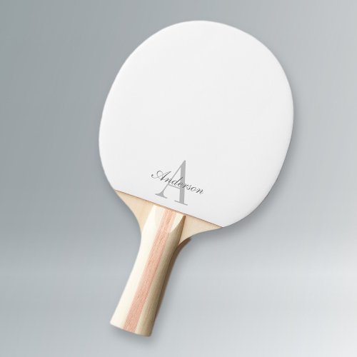 Elegant White  Grey Monogram Ping Pong Paddle