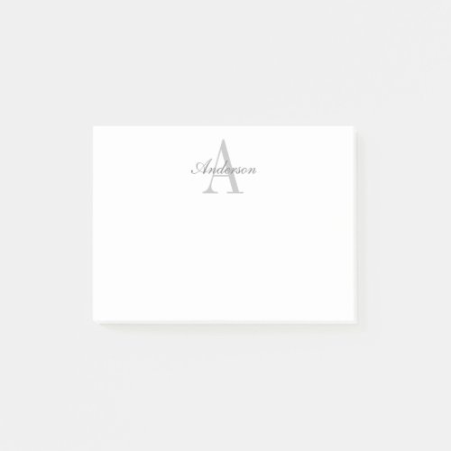 Elegant White  Grey Monogram Post_it Notes