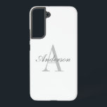 Elegant White & Grey Monogram Samsung Galaxy S22  Case<br><div class="desc">Elegant & classy customizable monogram.</div>