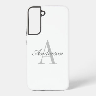 Elegant White & Grey Monogram Samsung Galaxy S22+ Case