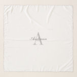 Elegant White & Grey Monogram Scarf<br><div class="desc">Elegant & classy customizable monogram.</div>