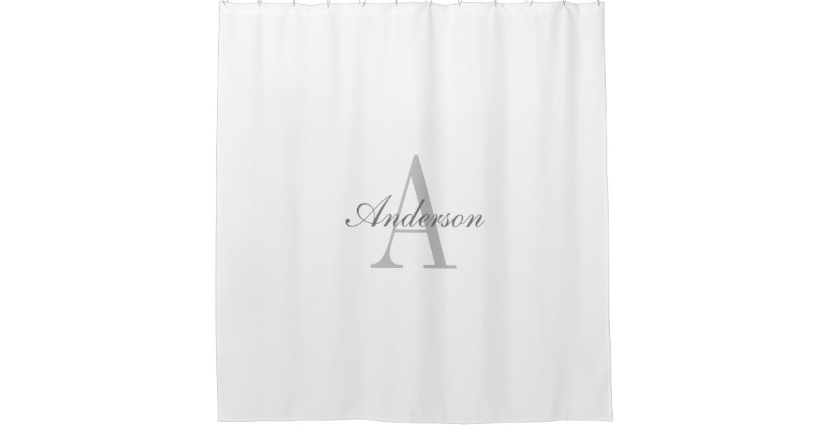 Elegant White Grey Monogram Shower Curtain Zazzle