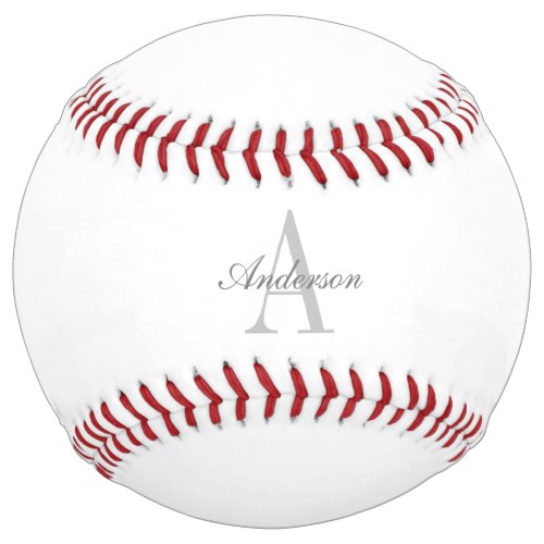 Elegant White  Grey Monogram Softball