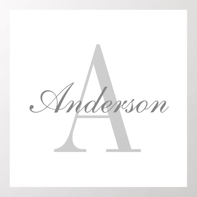 Elegant White & Grey Monogram Wall Decal (Insitu 2)